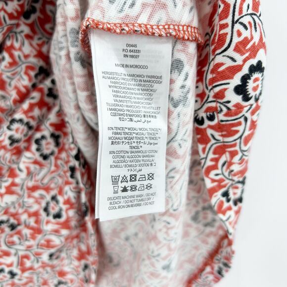 Boden Red Black Floral Jersey Knot Waist Short Sleeve Dress Casual Womens Sz 6P - Picture 7 of 11